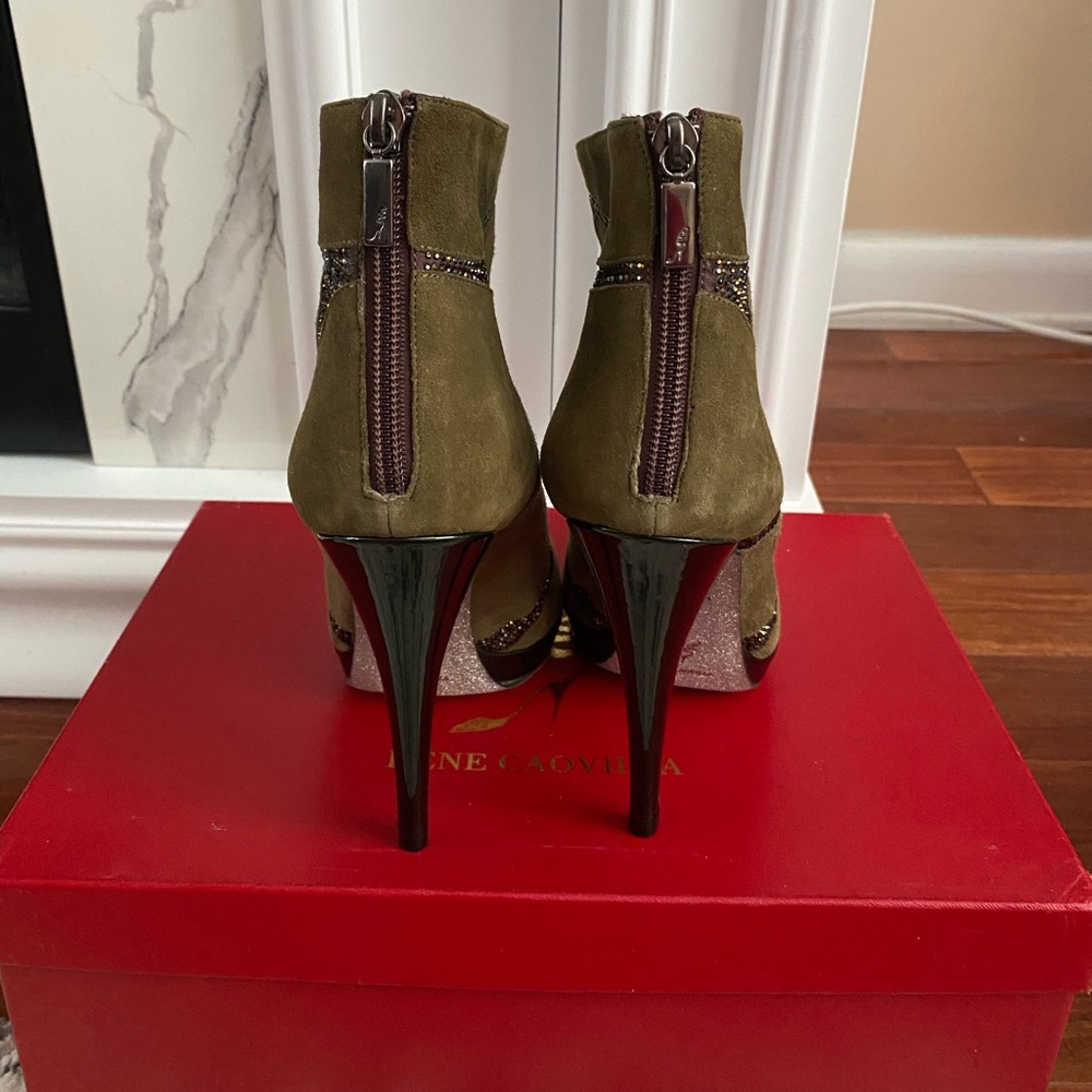 Rene Caovilla Green Suede Crystal Boots sz 39 - Picture 6 of 8